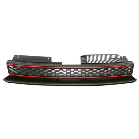 Grill sans logo en Look-GTi sur mesure pour Volkswagen Golf VI 2008-2012 Noir/Rouge