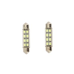 8Q LED/SMD Ampoules Festoon Blanc 42x10mm, set de 2 pièces