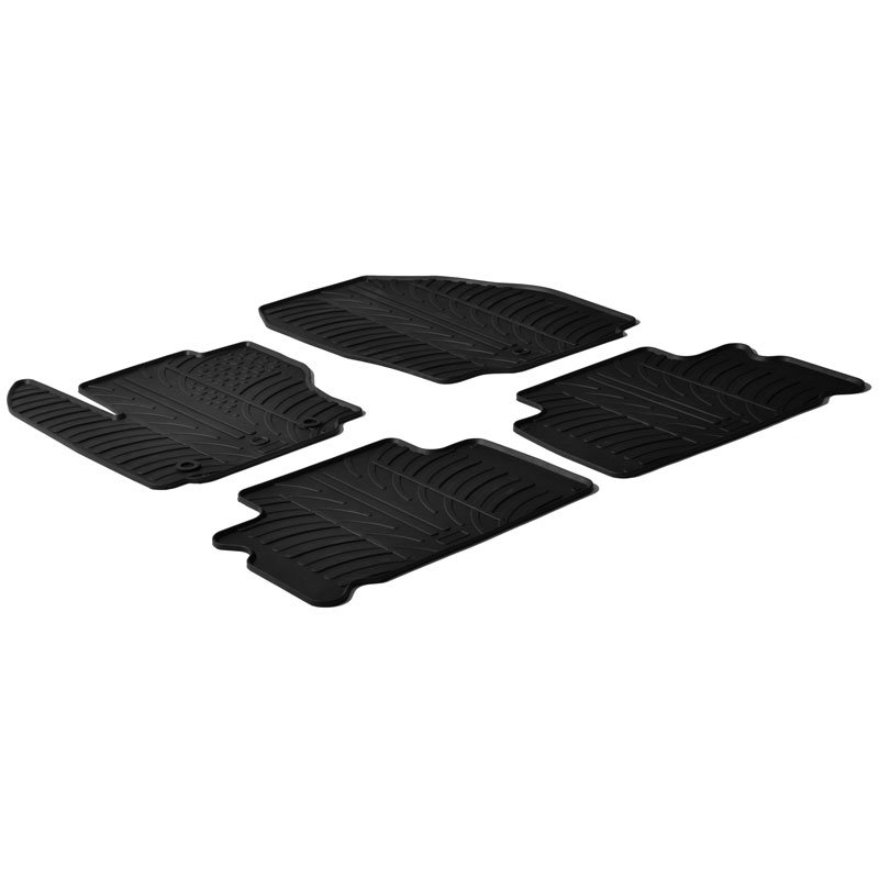 Set tapis de caoutchouc sur mesure pour Ford S-Max 5 portes 2006-2011 & Ford Galaxy 2006-2010 (T profil 4-pièces + clips de mont