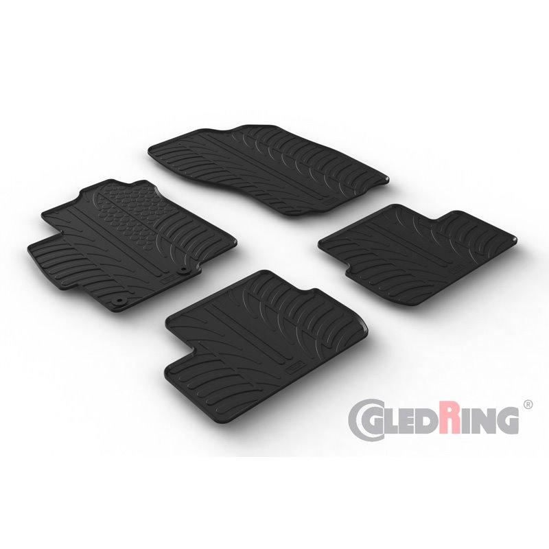 Set tapis de caoutchouc sur mesure pour Mitsubishi Lancer VIII Sedan 2008-2017 (T profil 4-pièces + clips de montage)