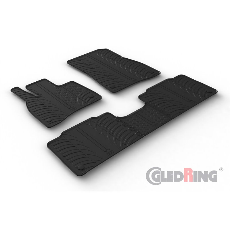 Set tapis de caoutchouc sur mesure pour Mercedes EQS (V297) Sedan 2021- (T profil 5-pièces + clips de montage)