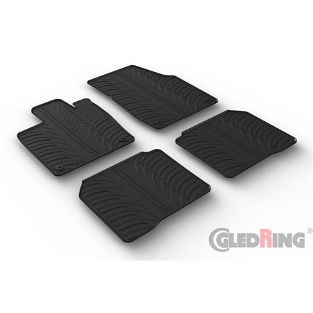 Set tapis de caoutchouc sur mesure pour Volkswagen ID.7 & ID.7 Tourer 2023- (T profil 4-pièces + clips de montage)