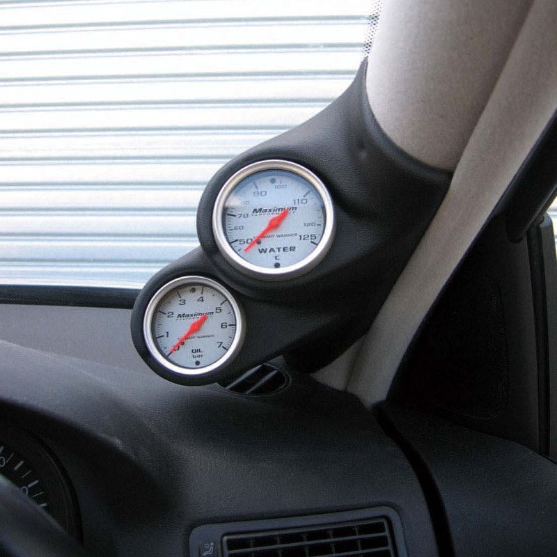 RGM Support de Pilier-A à Droite - 2x 52mm - sur mesure pour Seat Ibiza/Cordoba 6K2 1999-2002 - Noir (ABS)