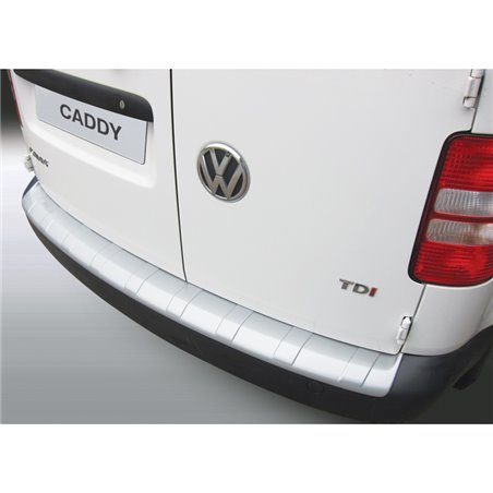 Protection de seuil arrière (ABS) sur mesure pour Volkswagen Caddy II 2004-2015 Argent 'Ribbed'