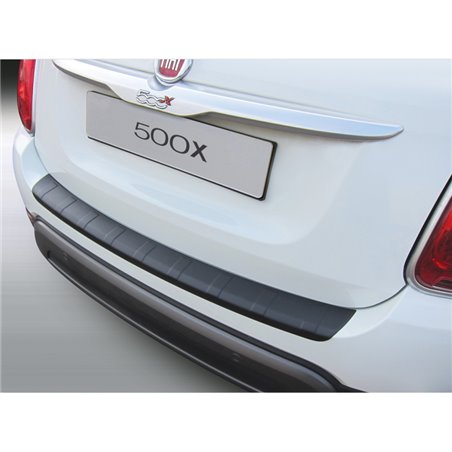 Protection de seuil arrière (ABS) sur mesure pour Fiat 500X 2/2015- Noir 'Ribbed'