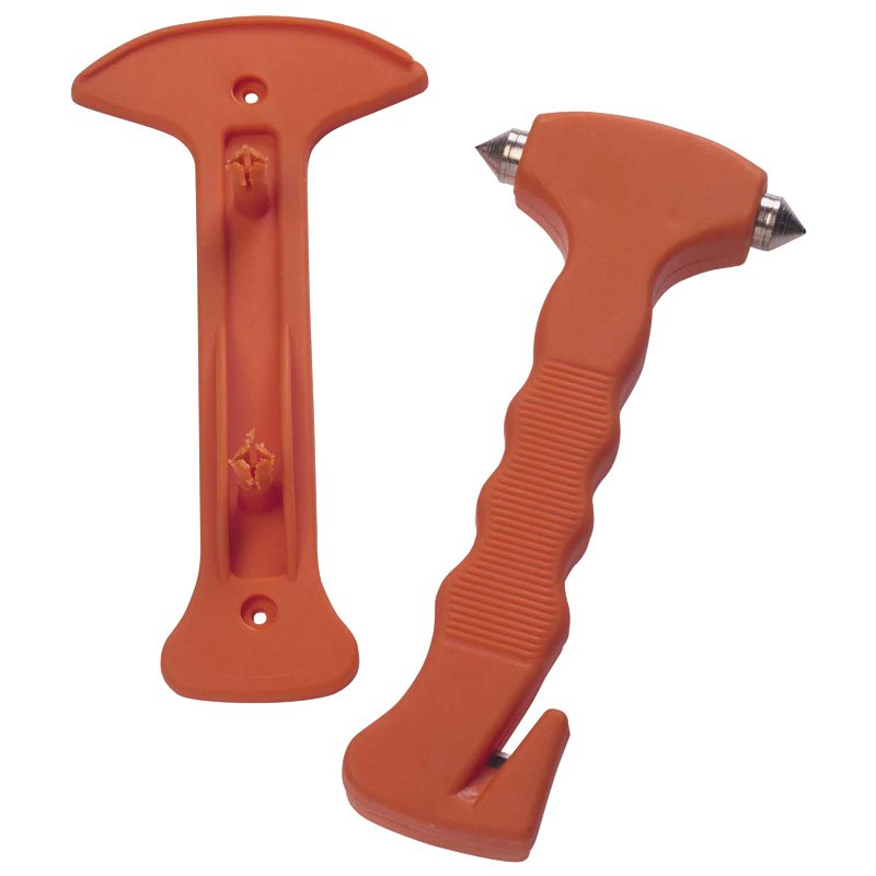 Marteau de secours avec couteau - orange - incl. support