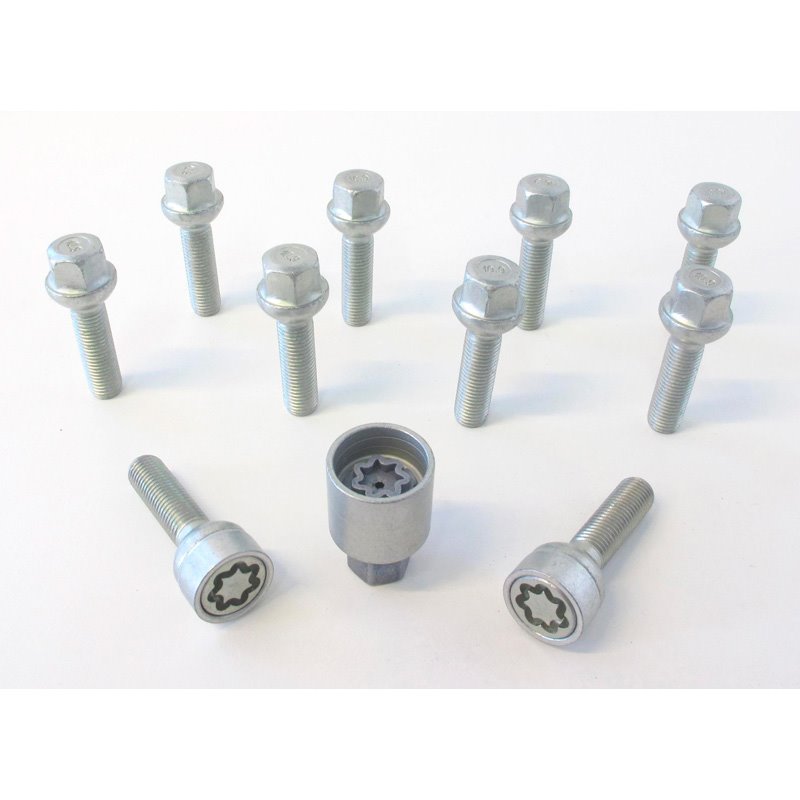 Jeu de Boulons de roue H&R sphérique R12 M12x1.50 - Longueur 45mm - 10 pièces (p.e. sur mesure pour Mercedes) - antivol de roue 