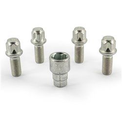 Jeu de antivol de roue H&R R14 M14x1.50x28mm sphérique - 4 boulons antivol de roues avec adaptateur