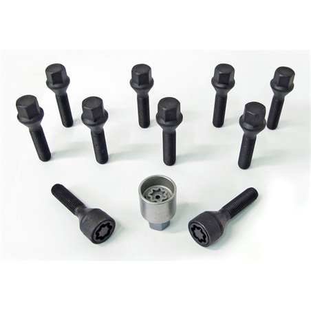 Jeu de Boulons de roue H&R conique M12x1.50 - Longueur 24mm - Noir - 10 pièces - antivol de roue inclus Jeu de Boulons de roue H&R conique M12x1.50 - Longueur 24mm - Noir - 10 pièces - antivol de roue inclus