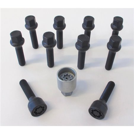 Jeu de Boulons de roue H&R sphérique R12 M12x1.50 - Longueur 28mm - Noir - 10 pièces (p.e. sur mesure pour Mercedes) - antivol d Jeu de Boulons de roue H&R sphérique R12 M12x1.50 - Longueur 28mm - Noir - 10 pièces (p.e. sur mesure pour Mercedes) - antivol d