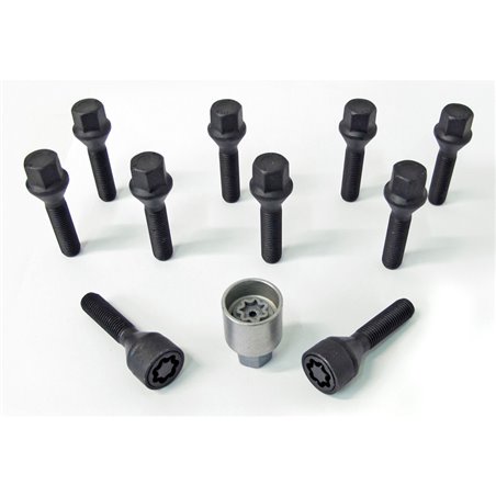 Jeu de Boulons de roue H&R conique M12x1.50 - Longueur 30mm - Noir - 10 pièces - antivol de roue inclus Jeu de Boulons de roue H&R conique M12x1.50 - Longueur 30mm - Noir - 10 pièces - antivol de roue inclus