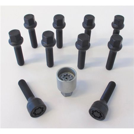 Jeu de Boulons de roue H&R sphérique R12 M12x1.50 - Longueur 35mm - Noir - 10 pièces (p.e. sur mesure pour Mercedes) - antivol d Jeu de Boulons de roue H&R sphérique R12 M12x1.50 - Longueur 35mm - Noir - 10 pièces (p.e. sur mesure pour Mercedes) - antivol d