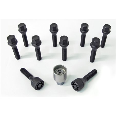 Jeu de Boulons de roue H&R conique M12x1.50 - Longueur 40mm - Noir - 10 pièces - antivol de roue inclus Jeu de Boulons de roue H&R conique M12x1.50 - Longueur 40mm - Noir - 10 pièces - antivol de roue inclus