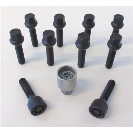Jeu de Boulons de roue H&R sphérique R12 M12x1.50 - Longueur 40mm - Noir - 10 pièces (p.e. sur mesure pour Mercedes) - antivol d Jeu de Boulons de roue H&R sphérique R12 M12x1.50 - Longueur 40mm - Noir - 10 pièces (p.e. sur mesure pour Mercedes) - antivol d