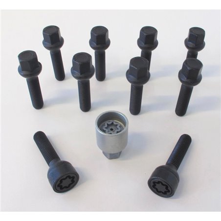 Jeu de Boulons de roue H&R sphérique R12 M12x1.50 - Longueur 43mm - Noir - 10 pièces (p.e. sur mesure pour Mercedes) - antivol d Jeu de Boulons de roue H&R sphérique R12 M12x1.50 - Longueur 43mm - Noir - 10 pièces (p.e. sur mesure pour Mercedes) - antivol d