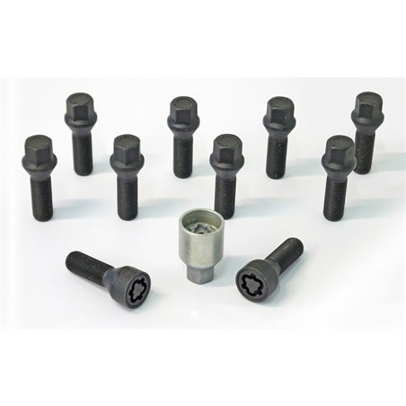 Jeu de Boulons de roue H&R conique M14x1.25 - Longueur 35mm - Noir - 10 pièces - antivol de roue inclus Jeu de Boulons de roue H&R conique M14x1.25 - Longueur 35mm - Noir - 10 pièces - antivol de roue inclus
