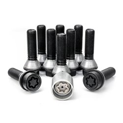Jeu de Boulons de roue H&R conique avec col mobile M14x1.25 - Longueur 41mm - Noir - 10 pièces (p.e. sur mesure pour BMW) - anti