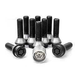 Jeu de Boulons de roue H&R conique avec col mobile M14x1.25 - Longueur 46mm - Noir - 10 pièces (p.e. sur mesure pour BMW) - anti
