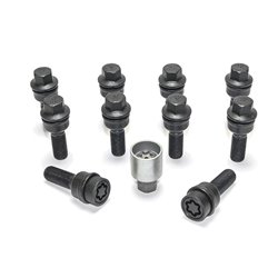 Jeu de Boulons de roue H&R sphérique avec cône mobile R14 M14x1.50 - Longueur 30mm - Noir - 10 pièces (p.e. sur mesure pour Audi