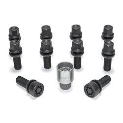 Jeu de Boulons de roue H&R sphérique avec cône mobile R13 M14x1.50 - Longueur 36mm - Noir - 10 pièces (p.e. sur mesure pour Audi