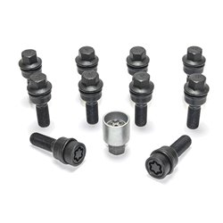 Jeu de Boulons de roue H&R sphérique avec cône mobile R14 M14x1.50 - Longueur 42mm - Noir - 10 pièces (p.e. sur mesure pour Audi