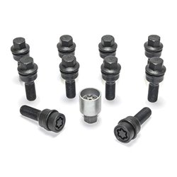 Jeu de Boulons de roue H&R sphérique avec cône mobile R14 M14x1.50 - Longueur 48mm - Noir - 10 pièces (p.e. sur mesure pour Audi