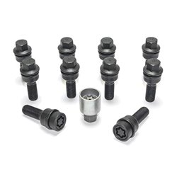 Jeu de Boulons de roue H&R sphérique avec cône mobile R14 M14x1.50 - Longueur 50mm - Noir - 10 pièces (p.e. sur mesure pour Audi