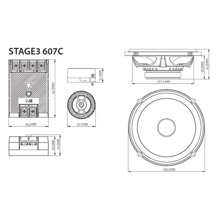 JBL Stage 3 607C 6.5'' (16cm) Set de haut-parleur Compo