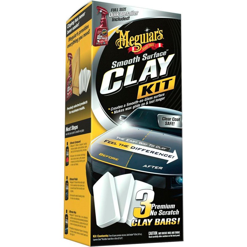 Meguiar's Smooth Surface Clay Kit (3x60g Argile/473ml Quik Detailer/1 Linge Supreme Shine)