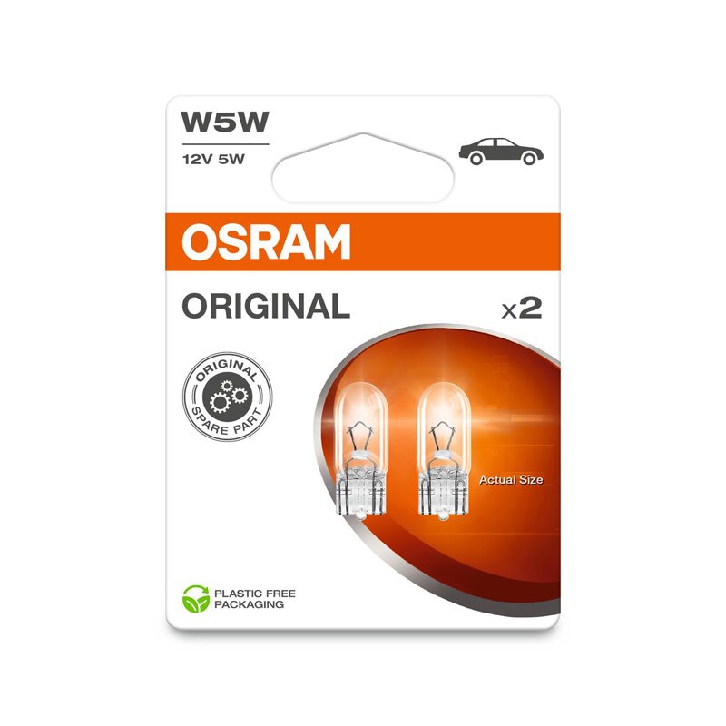 Osram Original Ampoules Halogène - T10 - 12V/5W - set de 2 pièces