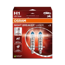 Osram Night Breaker Laser Ampoules Halogène - H1 - 12V/55W - set à 2 pièces