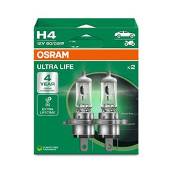 Osram Ultra Life Ampoules Halogène - H4 - 12V/60-55W - set de 2 pièces
