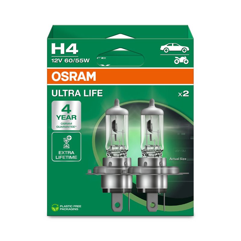 Osram Ultra Life Ampoules Halogène - H4 - 12V/60-55W - set de 2 pièces