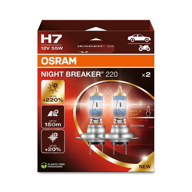 Osram Night Breaker 220 Ampoules Halogène - H7 - 12V/55W - set à 2 pièces