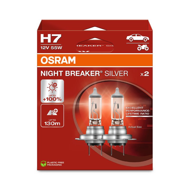 Osram Night Breaker Silver Ampoules Halogène - H7 - 12V/55W - set à 2 pièces