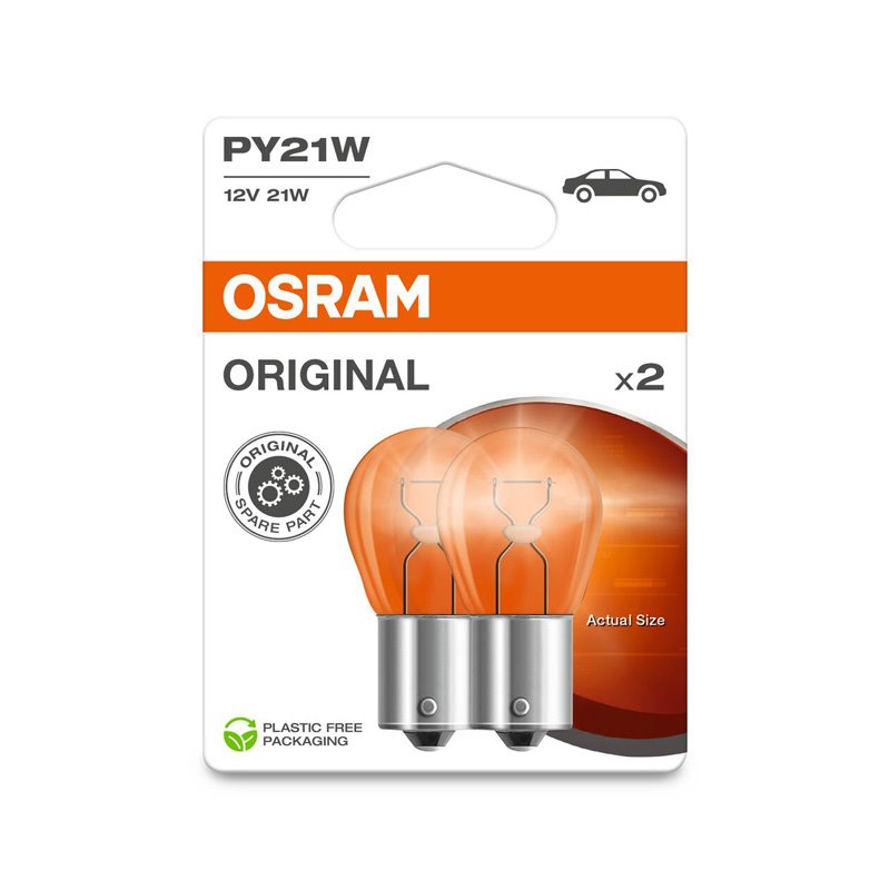Osram Original Ampoules Halogène - BAU15S - 12V/21W - set de 2 pièces - Orange