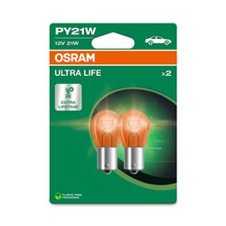 Osram Ultra Life Ampoules Halogène - BAU15S - 12V/21W - set de 2 pièces - Orange