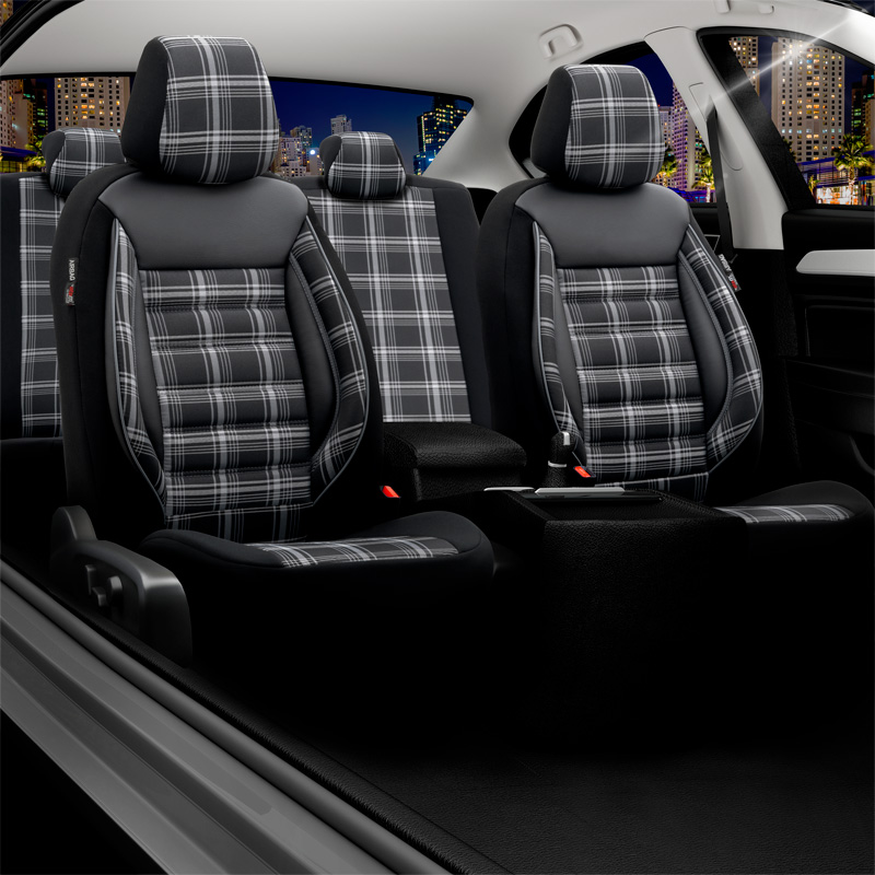 Housse de sièges universel en textile 'Sports' Noir/Gris - 11-pièces - adapté aux Side-Airbags