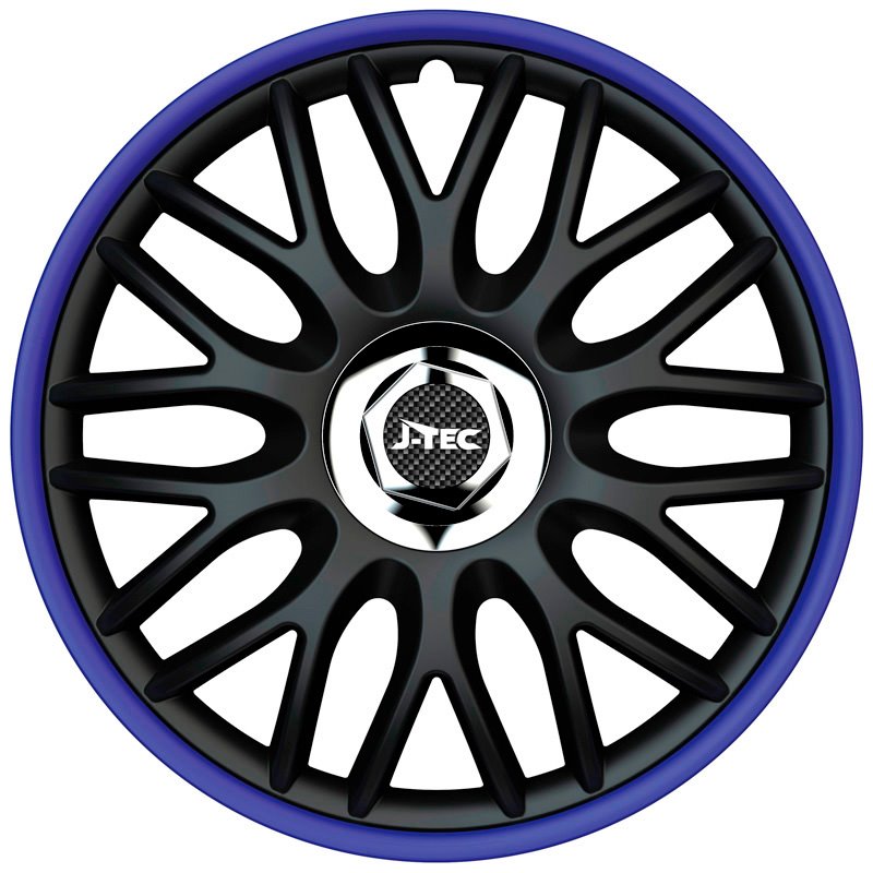 Jeu d'enjoliveurs J-Tec Orden R 13-inch noir/bleu + anneau chromé