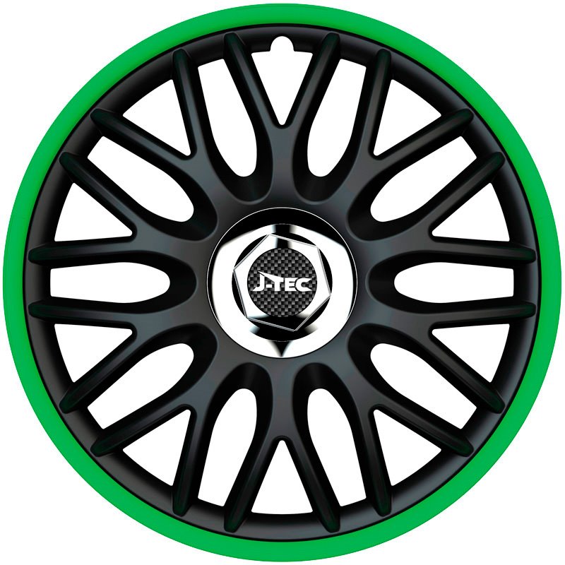 Jeu d'enjoliveurs J-Tec Orden R 13-inch noir/vert + anneau chromé