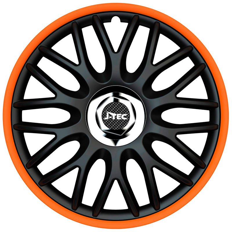 Jeu d'enjoliveurs J-Tec Orden R 13-inch noir/orange + anneau chromé