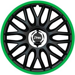 Jeu d'enjoliveurs J-Tec Orden R 15-inch noir/vert + anneau chromé