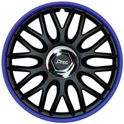 Jeu d'enjoliveurs J-Tec Orden R 16-inch noir/bleu + anneau chromé