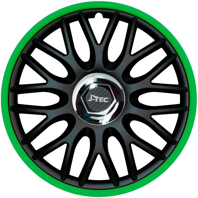 Jeu d'enjoliveurs J-Tec Orden R 16-inch noir/vert + anneau chromé