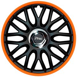 Jeu d'enjoliveurs J-Tec Orden R 16-inch noir/orange + anneau chromé