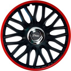 Jeu d'enjoliveurs J-Tec Orden R 16-inch noir/rouge + anneau chromé