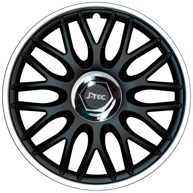 Jeu d'enjoliveurs J-Tec Orden R 16-inch noir/argent + anneau chromé
