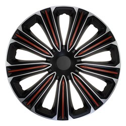Jeu d'enjoliveurs J-Tec Rosso 14-inch argent/noir/rouge