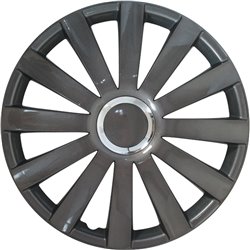 Jeu d'enjoliveurs Spyder 16-inch gun-metal + anneau chromé