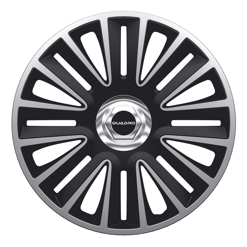 Jeu d'enjoliveurs Quadro Pro 13-inch argent/noir + anneau chromé